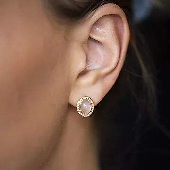 Bilde nummer 2 av Pan Jewelry, Øredobber i 585 gult gull med rosenkvarts
