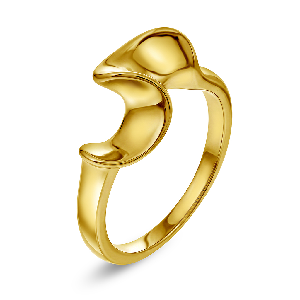Wave ring i forgylt stål, str 60