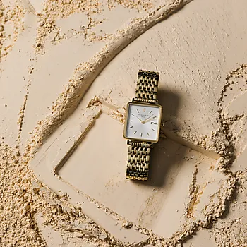 Bilde nummer 4 av The Boxy dameklokke i gullfarget stål