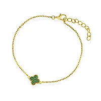 Pan Jewelry, Kløver armbånd i forgylt 925 sølv med grønn zirkonia