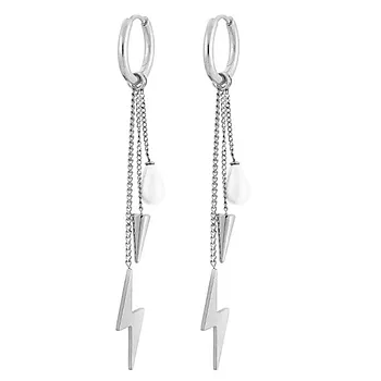 Peak øreringer i stål med perle