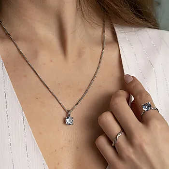 Bilde nummer 2 av Pan Jewelry Drops, Anheng i 585 hvitt gull med syntetisk Akvamarin