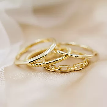Bilde nummer 3 av Pan Jewelry, Ringer i 925 forgylt sølv 4 pk.