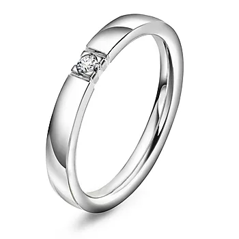 Pan Jewelry, Lady alliansering i 585 hvitt gull med diamant 0,07 ct TWSI