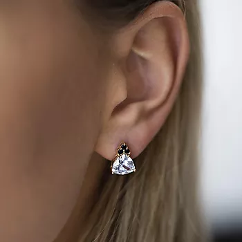 Bilde nummer 2 av Pan Jewelry, Øredobber i 585 gult gull med sort nano glasssten og zirkonia
