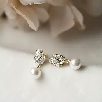 Bilde nummer 4 av Pan Jewelry, Øredobber i forgylt sølv med perlemor og zirkonia
