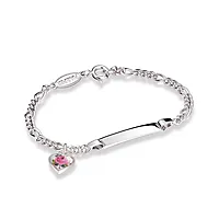 Armbånd til barn i 925 sølv med rose hjerte og graveringsplate