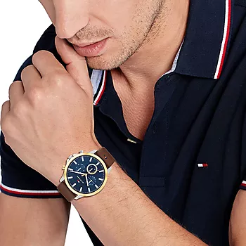 Bilde nummer 3 av Tommy Hilfiger, Herreklokke i stål med brun skinnrem