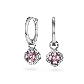 Pan Jewelry, Ivy øreringer i 925 sølv med rosa zirkonia