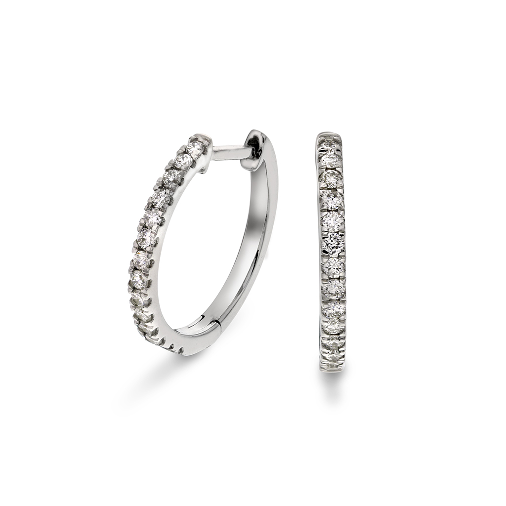 Clara øreringer i 375 hvitt gull med diamanter 0,25 ct