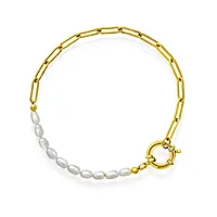 Pan Jewelry, Armbånd i 925 forgylt sølv med ferskvannsperler