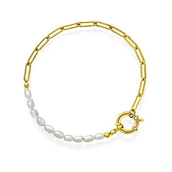 Pan Jewelry, Armbånd i 925 forgylt sølv med ferskvannsperler