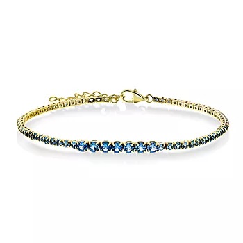 Pan Jewelry, Armbånd i forgylt 925 sølv med lyseblå zirkonia