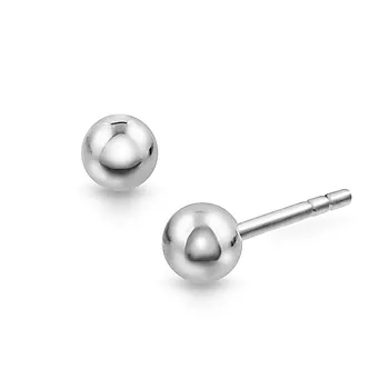 Pan Jewelry, Øredobber i 585 hvitt gull kule, 3 mm