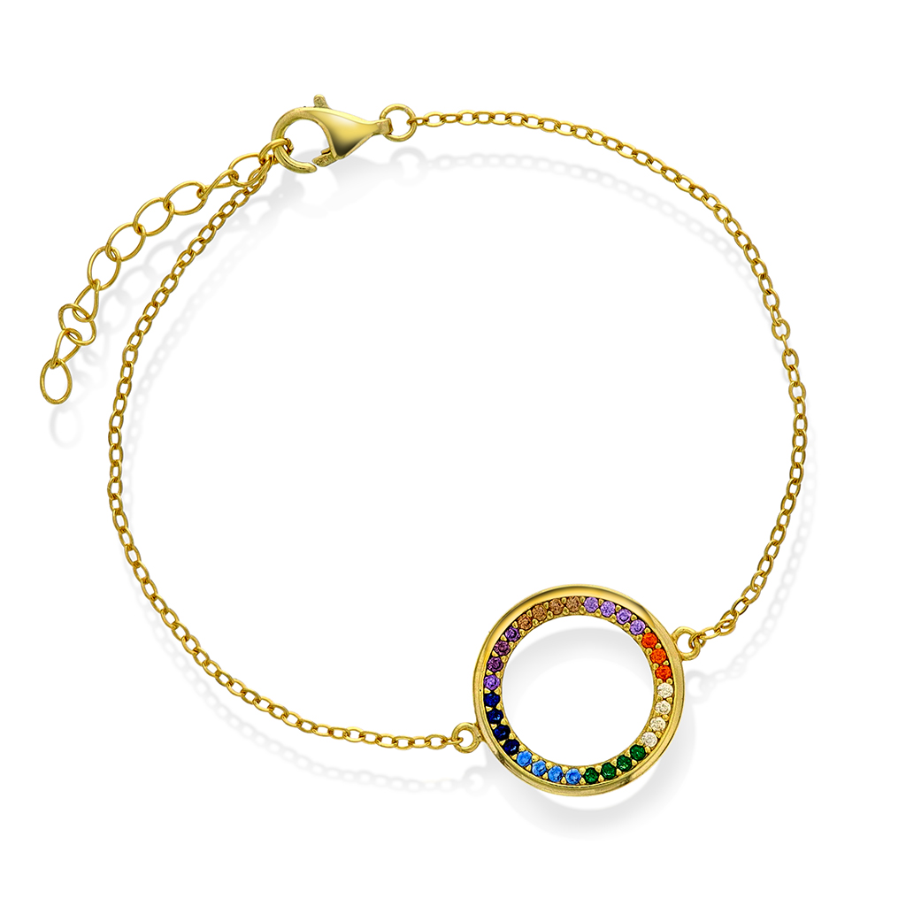 Pan Jewelry, Armbånd i forgylt 925 sølv med farget zirkonia