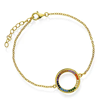 Pan Jewelry, Armbånd i forgylt 925 sølv med farget zirkonia