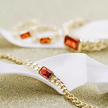 Bilde nummer 2 av Pan Jewelry, Armbånd i forgylt 925 sølv med orange zirkonia