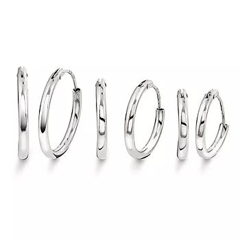 Pan Jewelry, Øreringer i 925 sølv 3 pk, 14/16/19 mm.