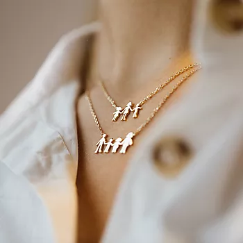 Bilde nummer 3 av Pan Jewelry, Familiesmykke med mor, datter og sønn i forgylt sølv