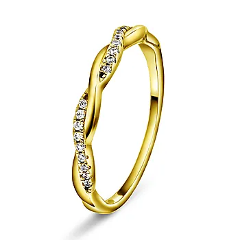 Pan Jewelry, Friendship ring i forgylt 925 sølv med zirkonia