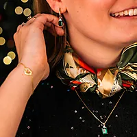 Bilde nummer 3 av Michelle diamantøreringer i 585 gult gull 0,16 ct med hydrotermisk smaragd