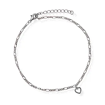 Pan Jewelry, Ankelkjede i 925 sølv med hjerte, 25 cm