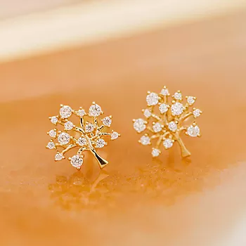 Bilde nummer 3 av Pan Jewelry, Øredobber i 585 gult gull med zirkonia og livets tre