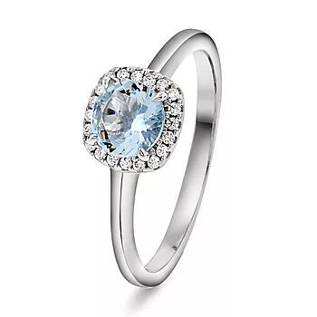 Pan Jewelry, Ring i 925 sølv med aqua blå glassten