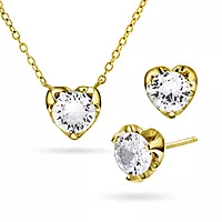 Pan Jewelry, Smykkesett i 925 forgylt sølv med zirkonia og hjerter