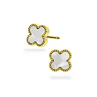 Pan Jewelry, Kløver øredobber i forgylt 925 sølv med hvit perlemor