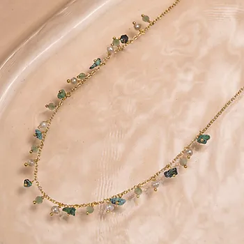 Bilde nummer 3 av Liana smykke i 925 forgylt sølv med aventurin og turkis