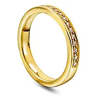 Giftering i 585 gult gull med diamanter 0,15 CT | 3 mm bredde