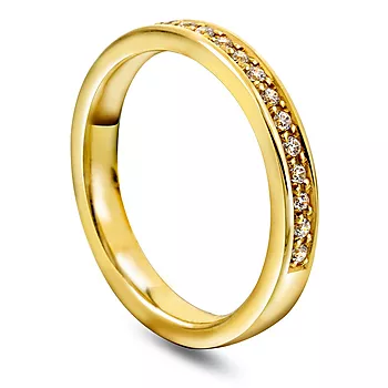Giftering i 585 gult gull med diamanter 0,15 CT | 3 mm bredde