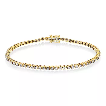 Cathinka tennisarmbånd i 585 gult gull med diamanter 0,20 ct