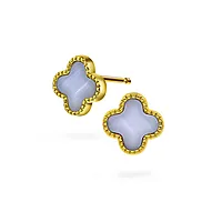 Pan Jewelry, Kløver øredobber i forgylt 925 sølv med lyseblå sodalitt
