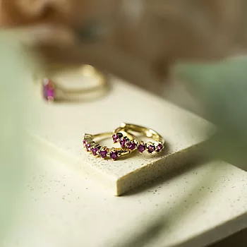 Bilde nummer 4 av Pan Jewelry, Øreringer i forgylt sølv med rosa zirkonia