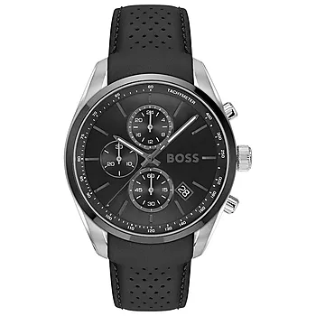 Hugo Boss, Herreklokke i stål med sort skinnrem