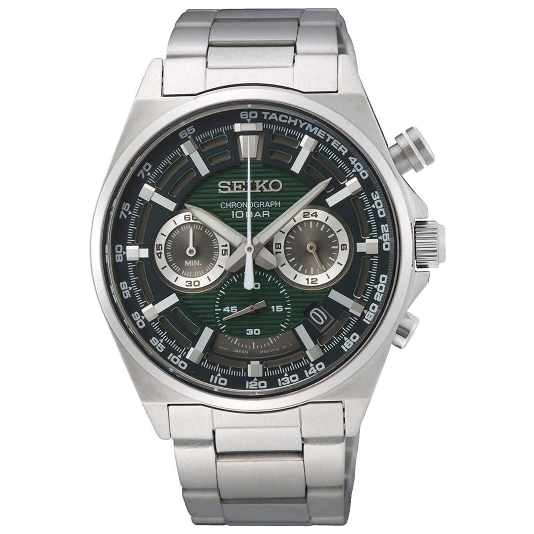 Seiko, Basic herreklokke med stållenke og kronograf