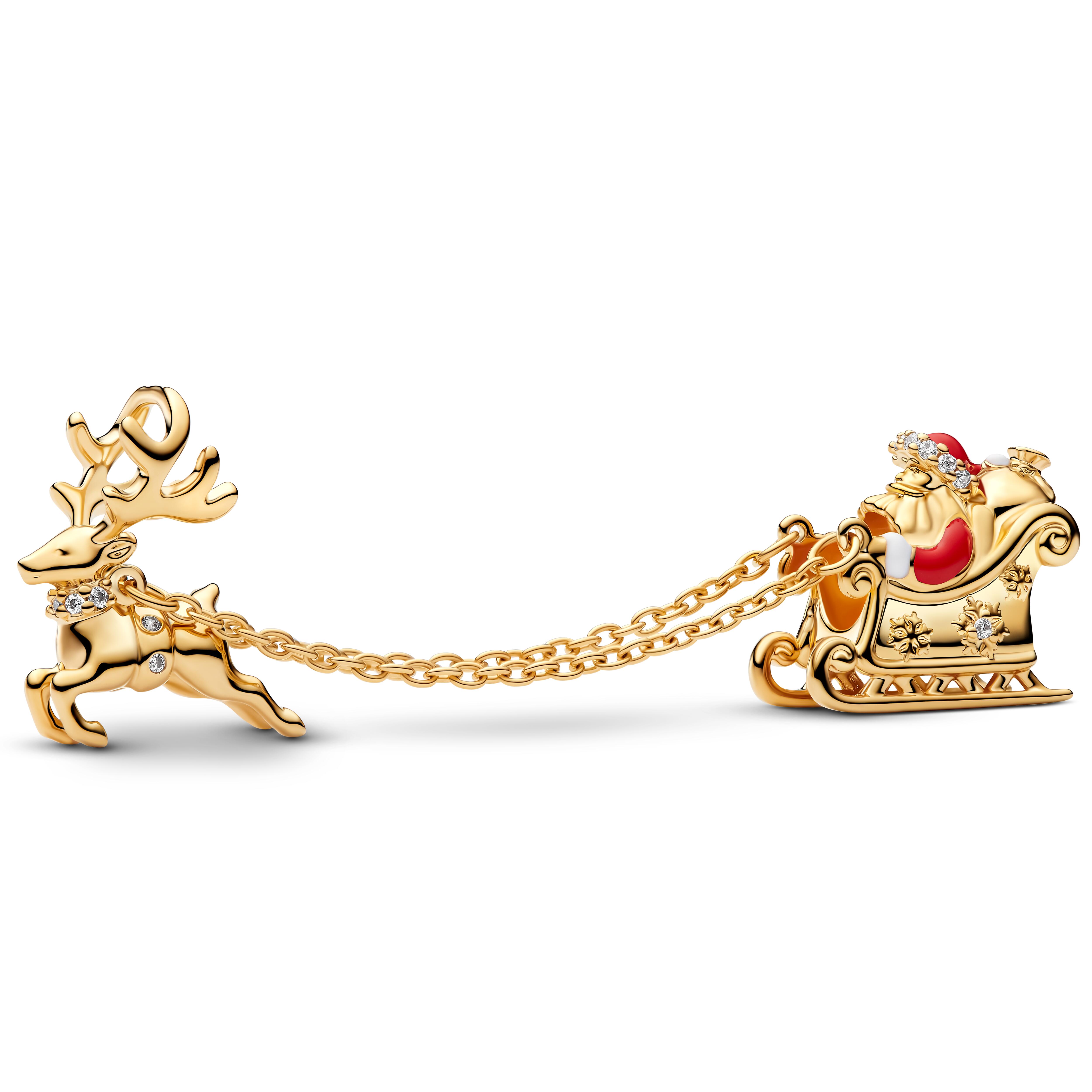 Charms i forgylt med julenissens slede