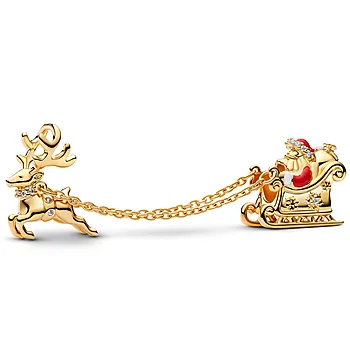 Charms i forgylt med julenissens slede