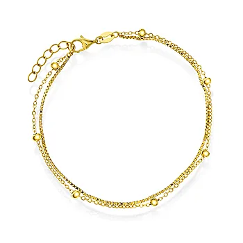 Pan Jewelry, Ankelkjede i 925 forgylt sølv, 20 cm