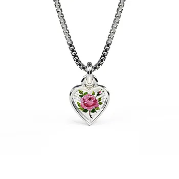 Smykke til barn i 925 sølv med rose hjerte