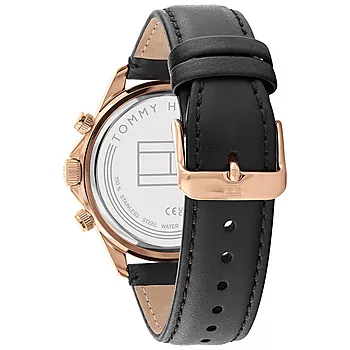 Bilde nummer 3 av Tommy Hilfiger, Miles herreklokke med rosèfarget stålkasse og sort skinnrem