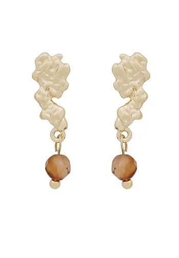 Cat øredobber i forgylt messing med glassperle