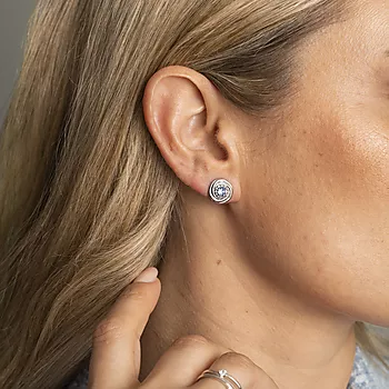 Bilde nummer 2 av Pan Jewelry, Øredobber i 925 rhodinert sølv med blå og hvit zirkonia