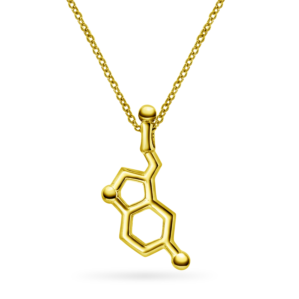 Smykke i 925 forgylt sølv med symbol serotonin