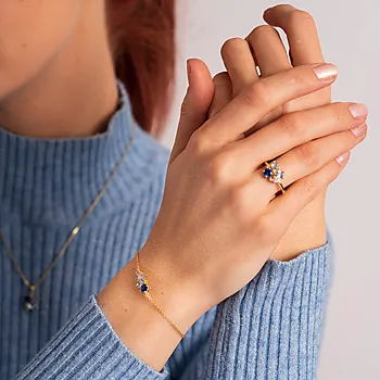 Bilde nummer 3 av Pan Jewelry, Armbånd i forgylt 925 sølv med blå zirkonia