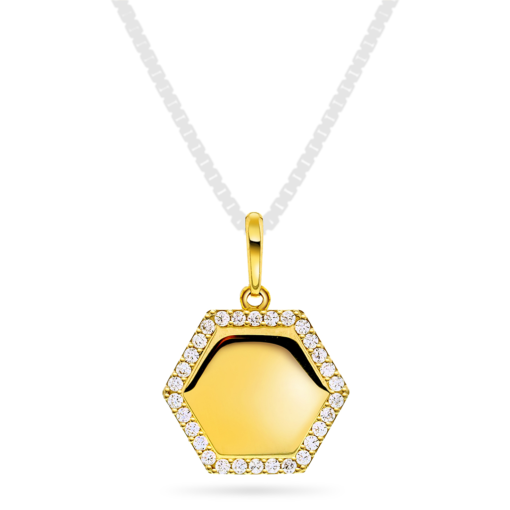 Pan Jewelry, Anheng i 585 gull plate med zirkonia