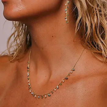 Bilde nummer 2 av Liana smykke i 925 forgylt sølv med aventurin og turkis