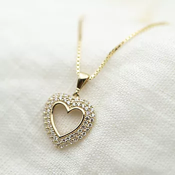 Bilde nummer 3 av Pan Jewelry, Anheng i 585 gult gull med zirkonia og hjerte